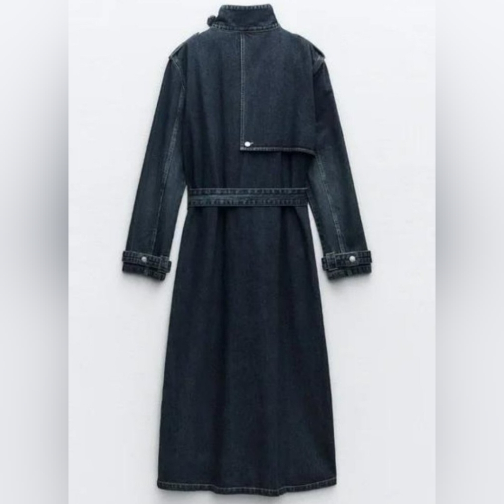 NWOT ZARA TRF DENIM TRENCH - Picture 3 of 17